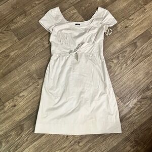 J.Crew Women's Dress Size 8 White‎ Cotton Short Sleeve Tie Waist Casual